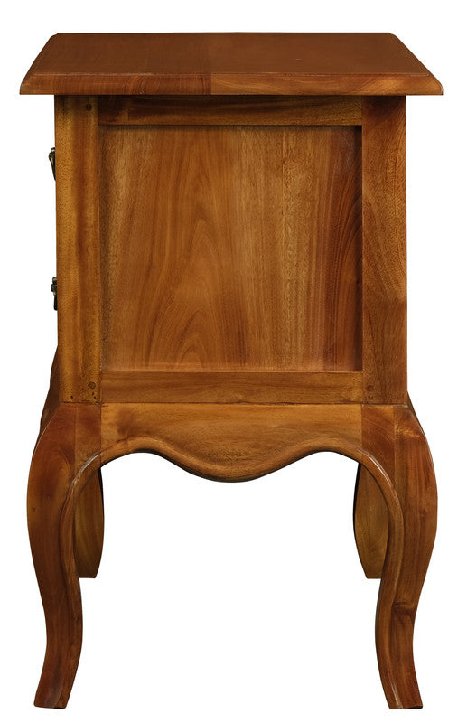 French Provincial 2 Drawer Side Table (Light Pecan)