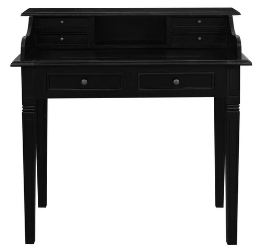 Winston 6 Drawer Solid Timber Writing Desk (Black)