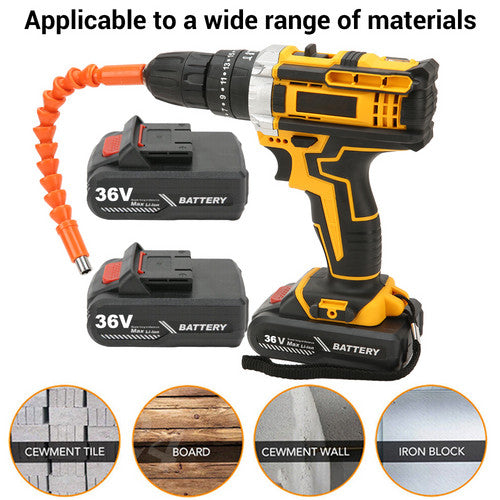 48V BRUSHLESS HEAVY DUTY CORDLESS DRILL IMPACT DRIVER KIT HAMMER +2 BATTERY Box