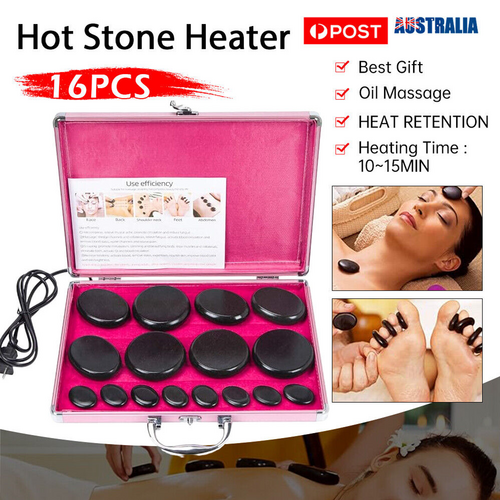 16 Pcs Hot Massage Basalt Stone Volcanic Stones Kit Rock SPA Oiled Massager Salon