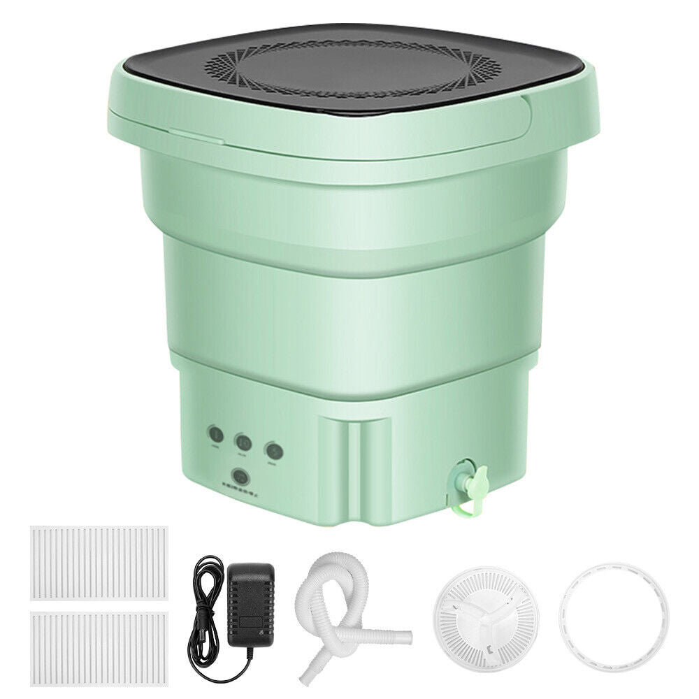 Mini Washing Machine Bucket Folding Portable Laundry Machine Clothes Washing green