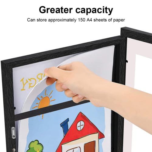 Children Kids Art Frames Art Projects Wooden Artwork Display 150 Pictures Hold Black