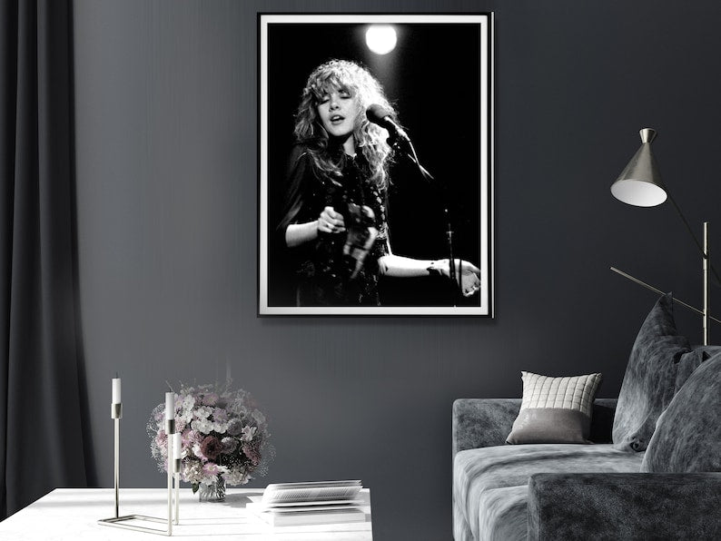 Wall Art Young Stevie Nicks in Concert Poster 30x40CM Black Frame Canvas