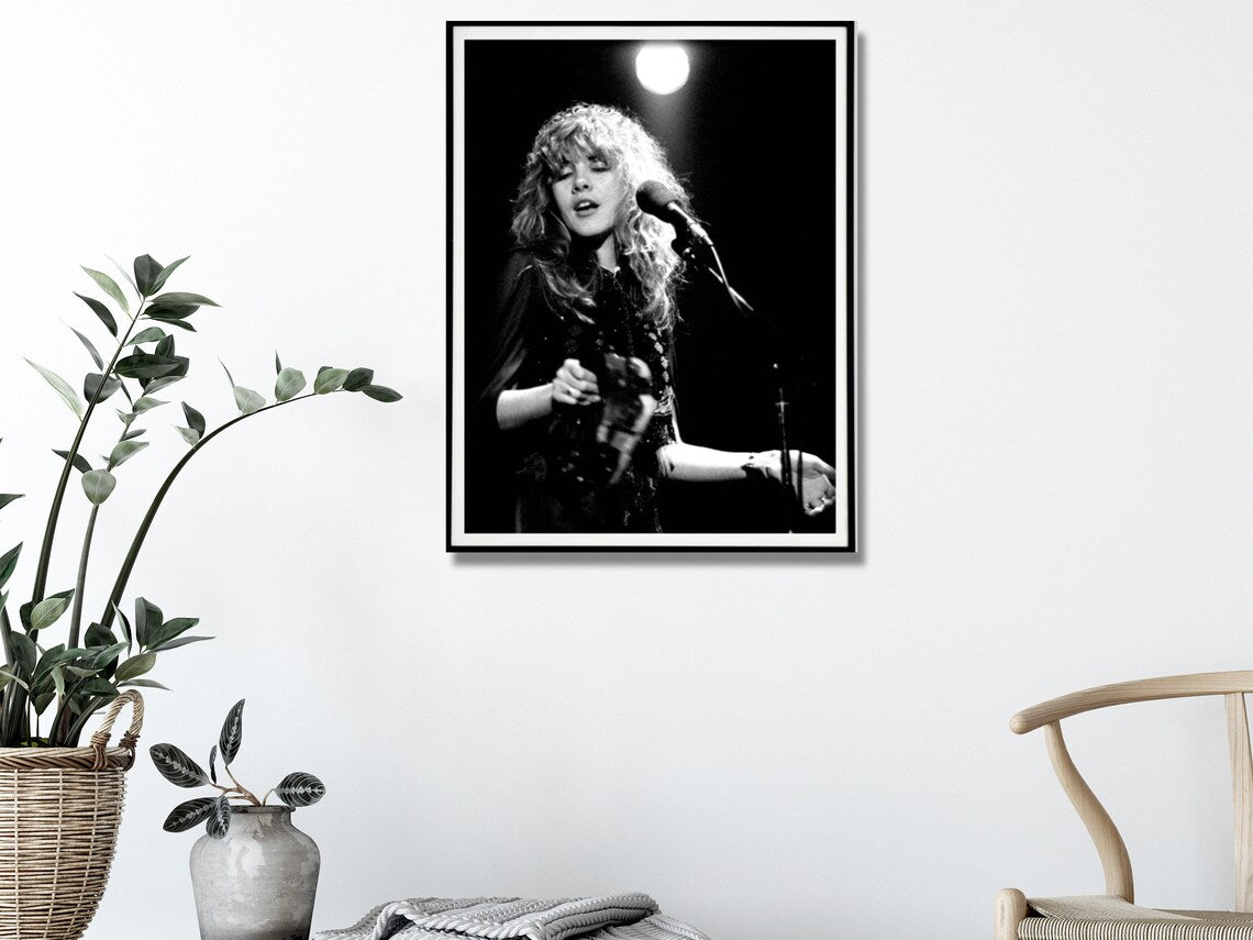 Wall Art Young Stevie Nicks in Concert Poster 30x40CM Black Frame Canvas