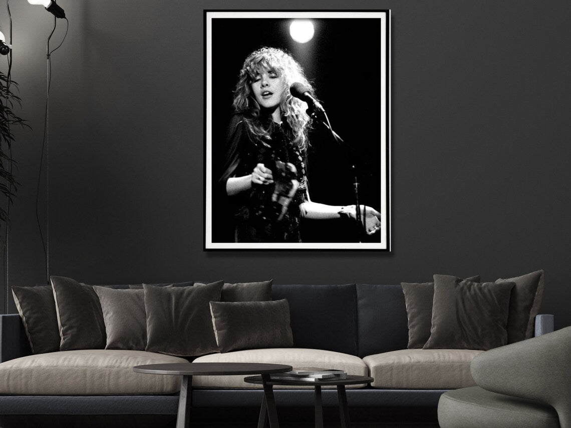 Wall Art Young Stevie Nicks in Concert Poster 30x40CM Black Frame Canvas