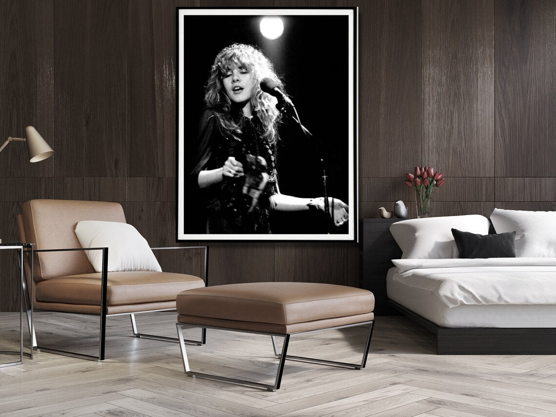 Wall Art Young Stevie Nicks in Concert Poster 30x40CM Black Frame Canvas