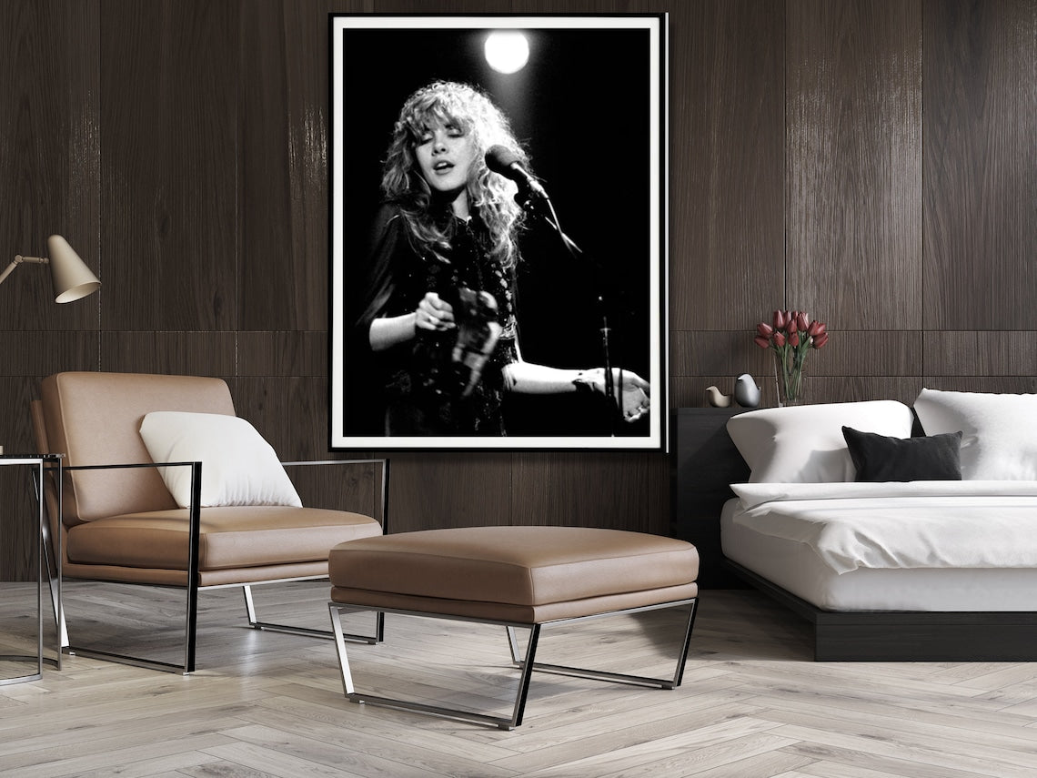 Wall Art Young Stevie Nicks in Concert Poster 90x135CM Black Frame Canvas