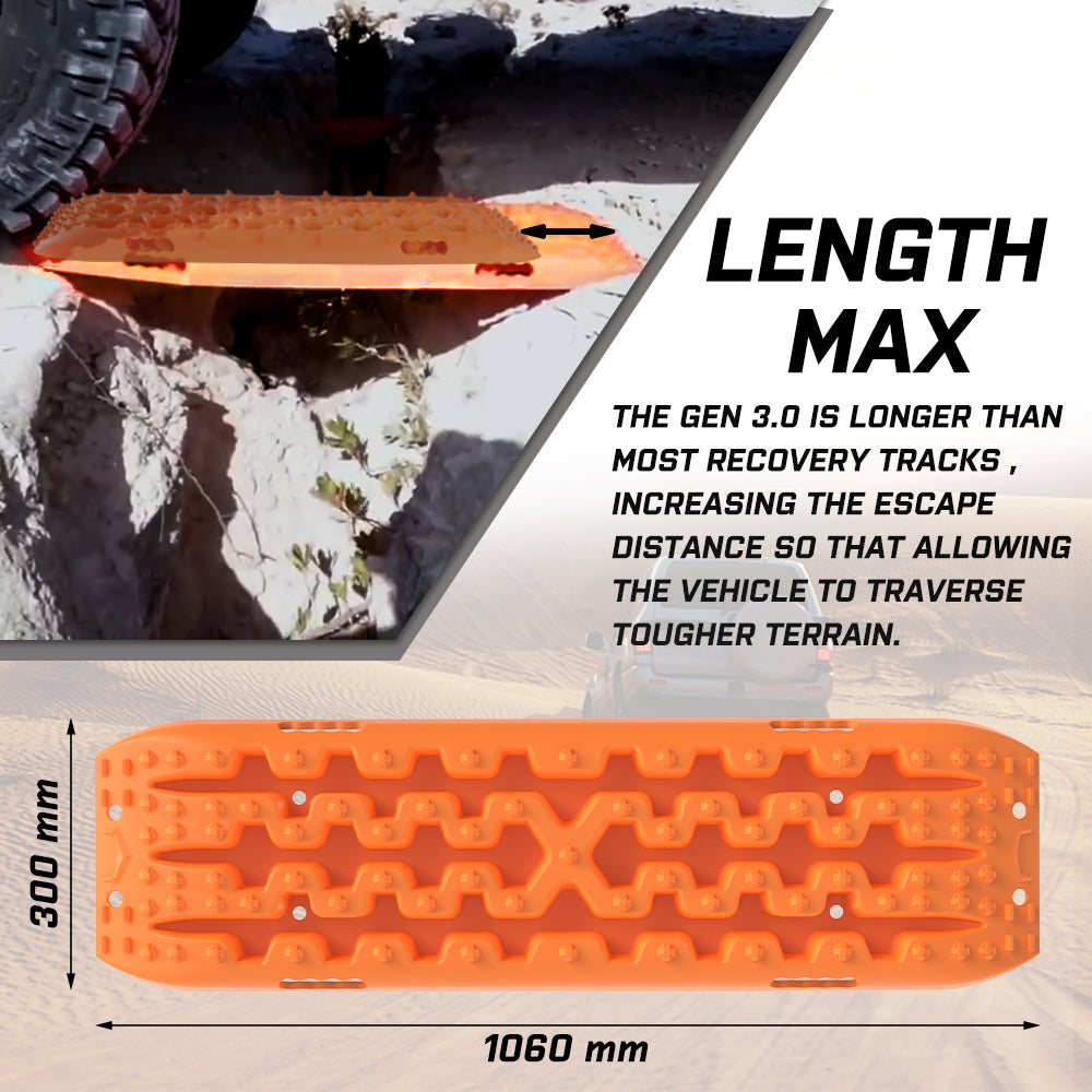 Recovery Tracks Boards Sand Truck Mud 4WD 4x4 Gen3.0 Orange/ Tyre Tire Deflator