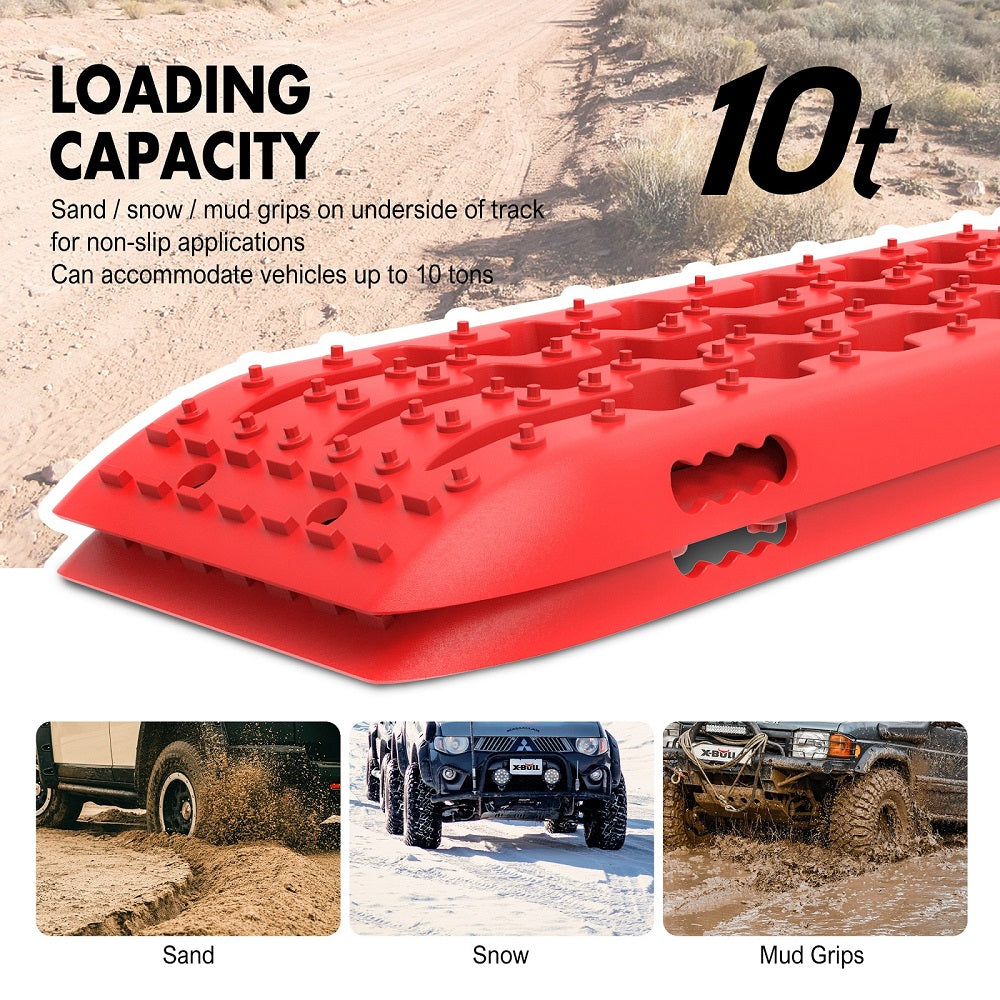 Recovery Tracks Gen 2.0 10T Sand Mud Snow 2 Pairs Offroad 4WD 4x4 2PC 91CM Red