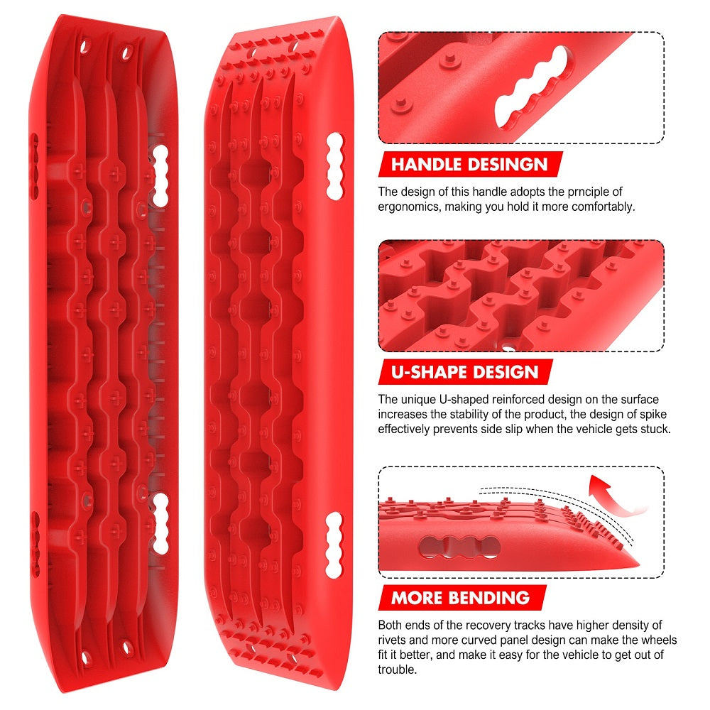 Recovery Tracks Gen 2.0 10T Sand Mud Snow 2 Pairs Offroad 4WD 4x4 2PC 91CM Red