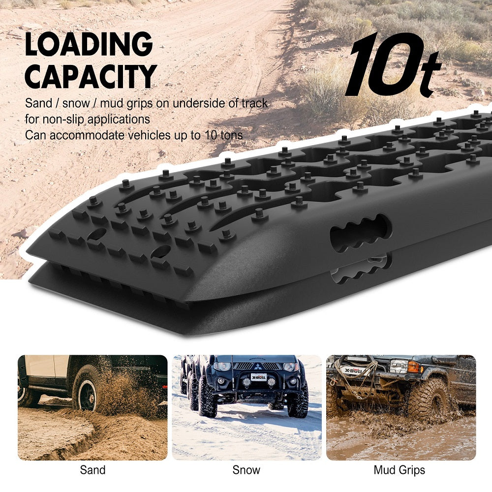 Recovery Tracks Gen 2.0 10T Sand Mud Snow 2 Pairs Offroad 4WD 4x4 2PC 91CM Black