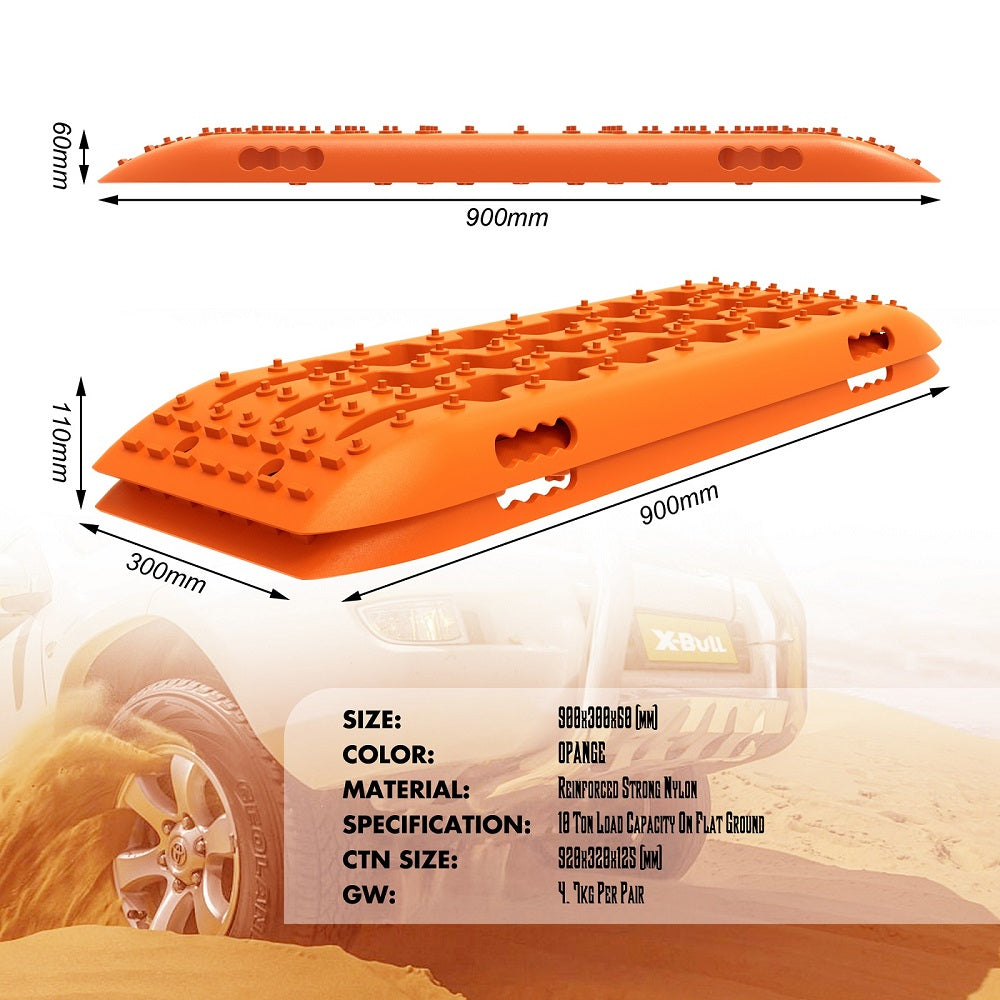 Recovery Tracks Gen 2.0 10T Sand Mud Snow 2 Pairs Offroad 4WD 4x4 2PC 91CM Orange