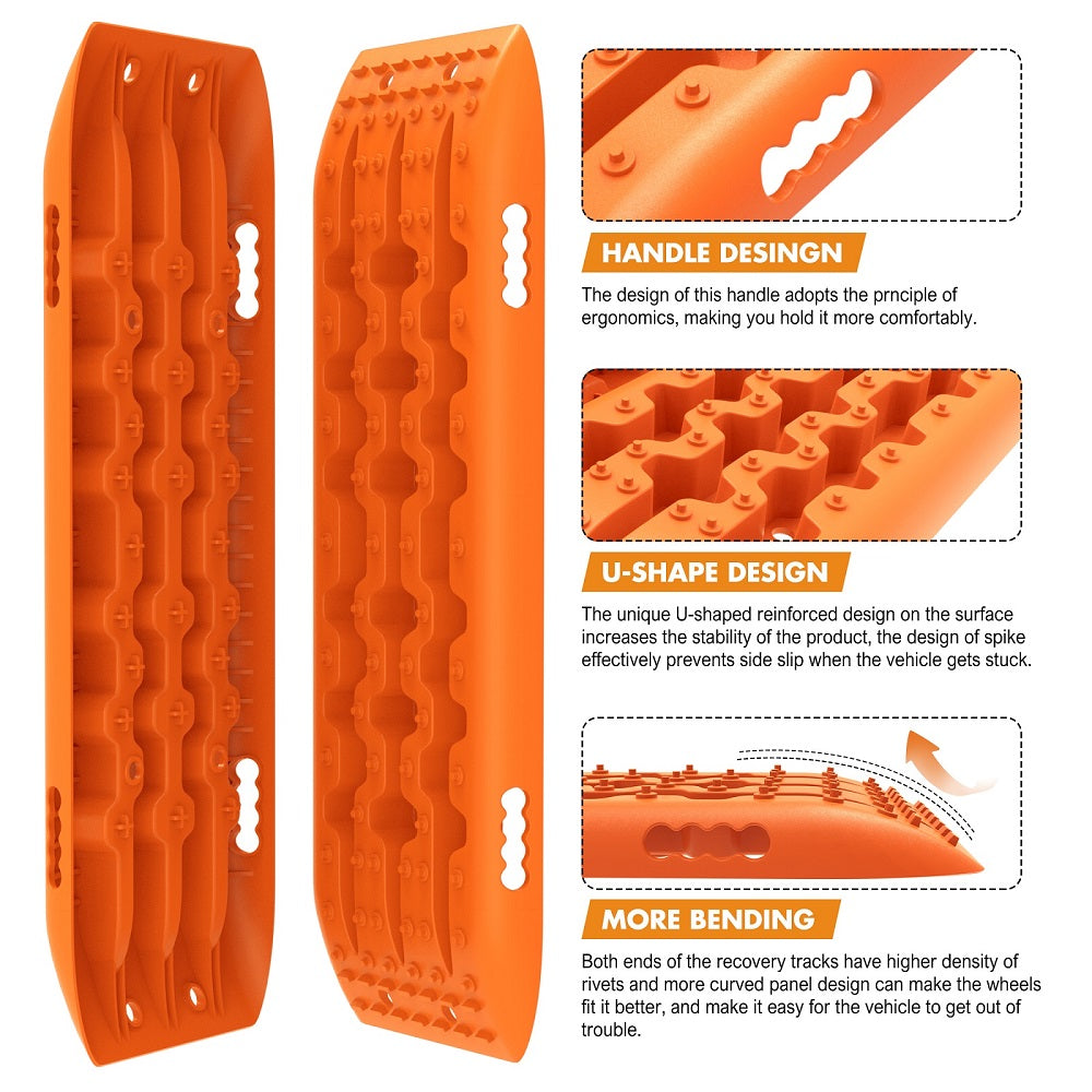 4WD Recovery tracks 10T 2 Pairs/ Sand tracks/ Mud tracks/  Mounting Bolts Pins Gen 2.0 -Orange