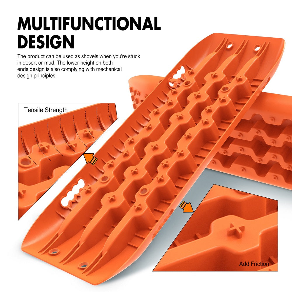 4WD Recovery tracks 10T 2 Pairs/ Sand tracks/ Mud tracks/  Mounting Bolts Pins Gen 2.0 -Orange