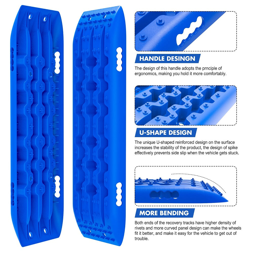 4X4 Recovery tracks 10T 2 Pairs/ Sand tracks/ Mud tracks/  Mounting Bolts Pins Gen 2.0 -Blue