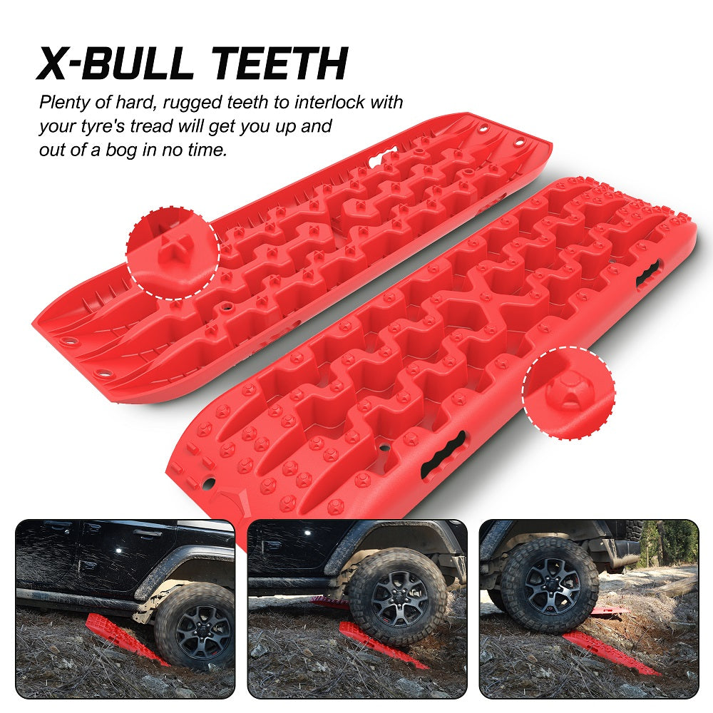 2PCS Recovery Tracks Snow Tracks Mud tracks 4WD With 4PC mounting bolts Red