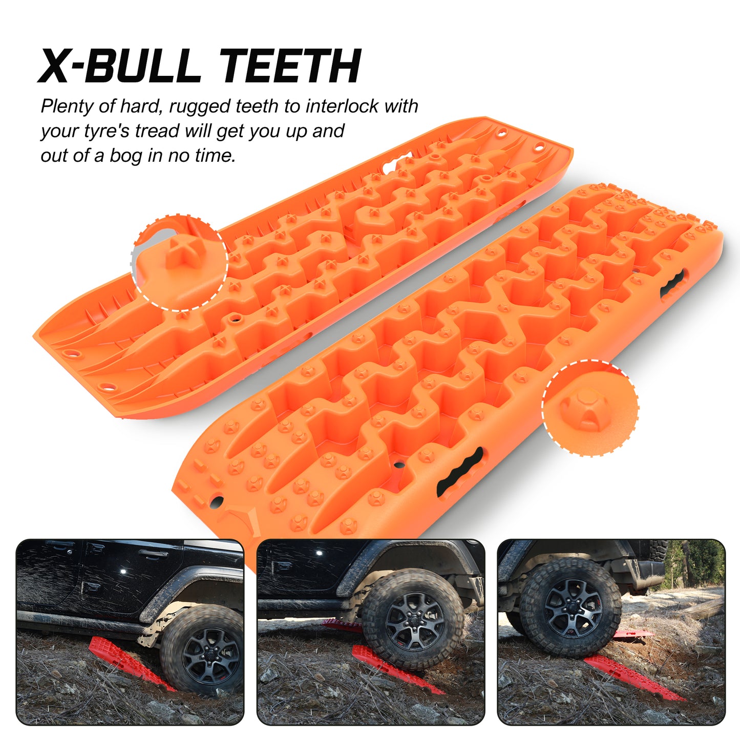 Recovery tracks Boards 10T 2 Pairs Sand Mud Snow With Mounting Bolts pins Orange