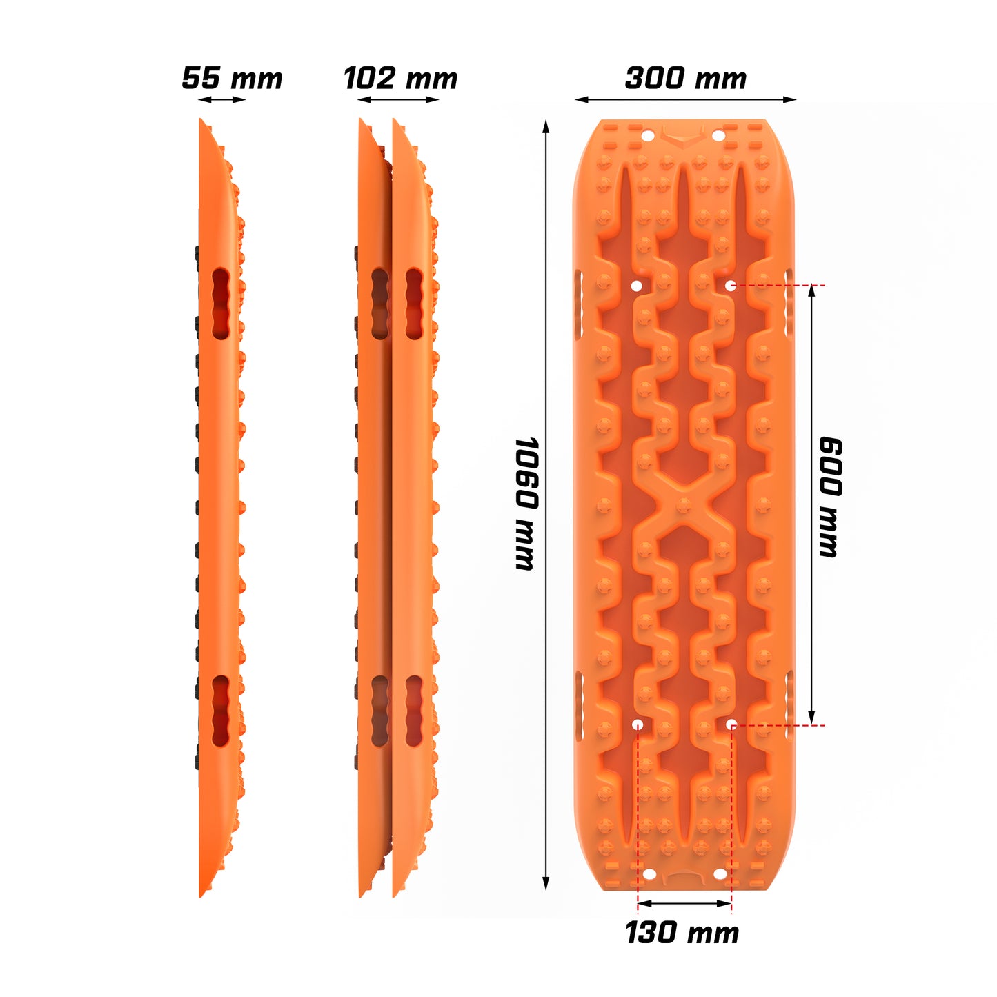 Recovery tracks Boards 10T 2 Pairs Sand Mud Snow With Mounting Bolts pins Orange