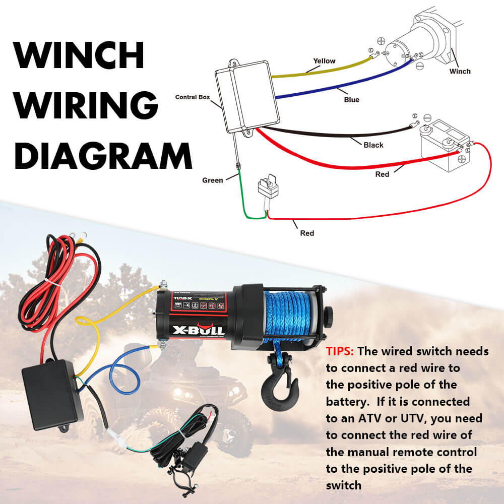 12V Electric Winch 3000LB ATV Winch Boat Trailer Winch Synthetic Rope