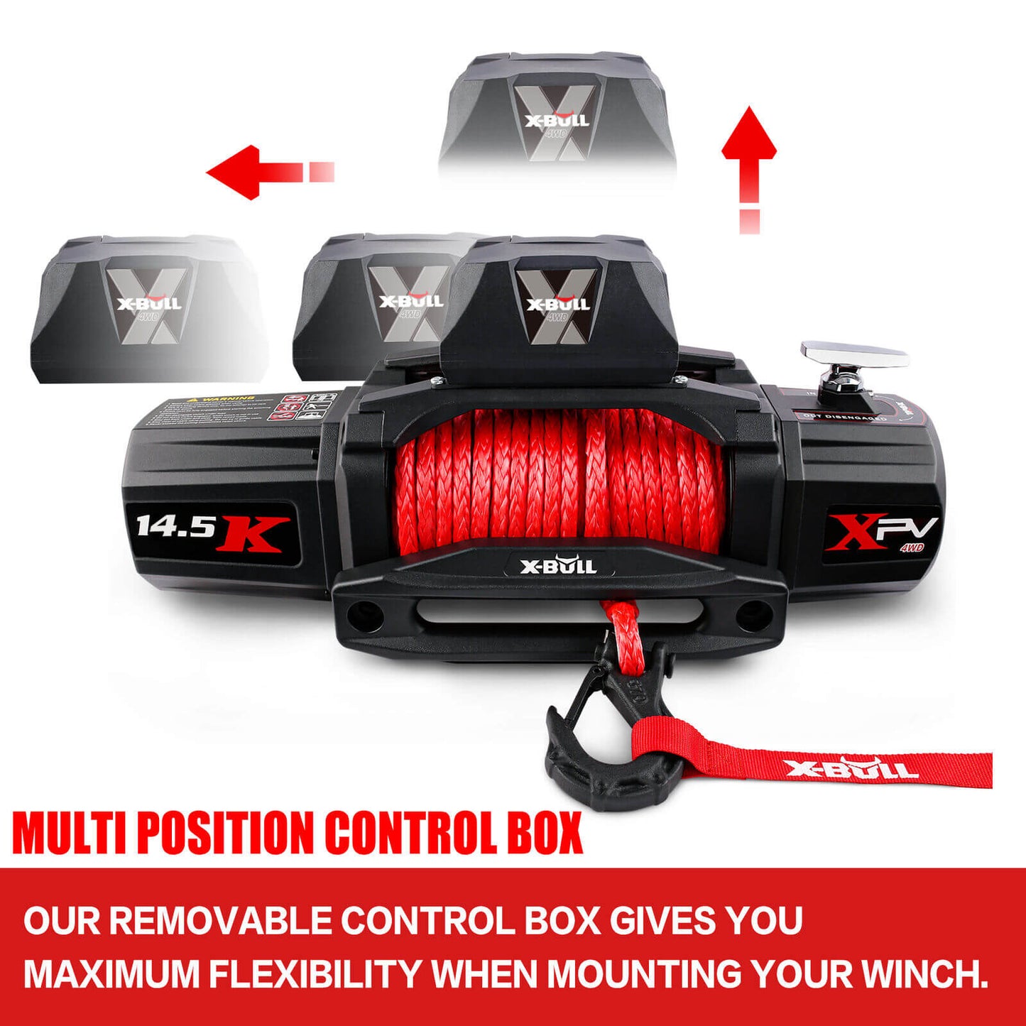 14500LBS Winch 12V synthetic rope with Recovery Tracks Gen3.0 Red