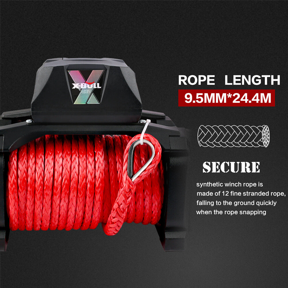 14500LBS Winch 12V synthetic rope with Recovery Tracks Gen3.0 Red