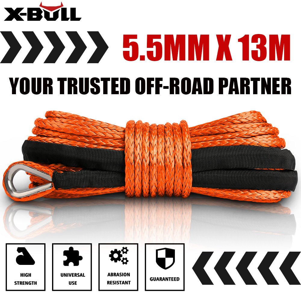 12V Winch 4500LB Winch Boat Trailer Steel Cable With 5.5MX13M Synthetic Rope Orange