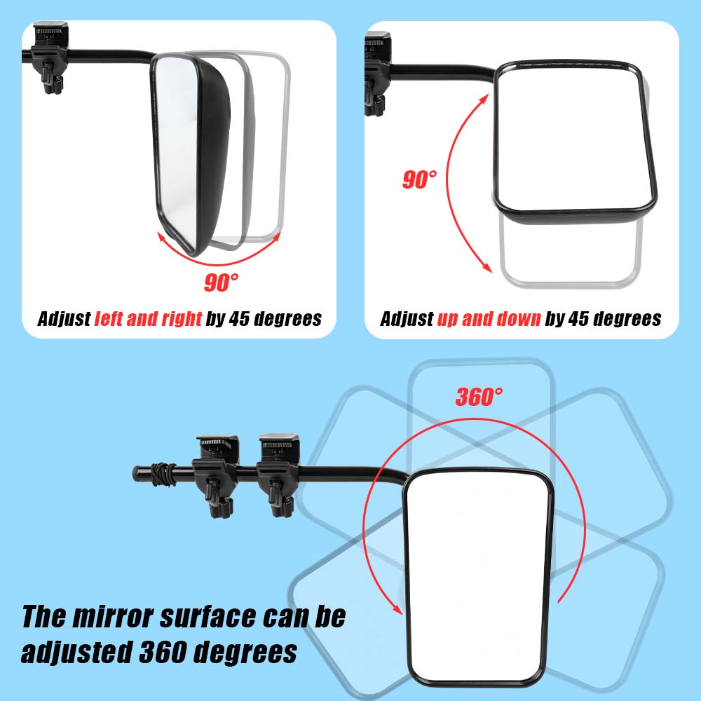 Towing Mirrors Universal Multi Fit Clamp On 4X4 Caravan Trailer A Pair