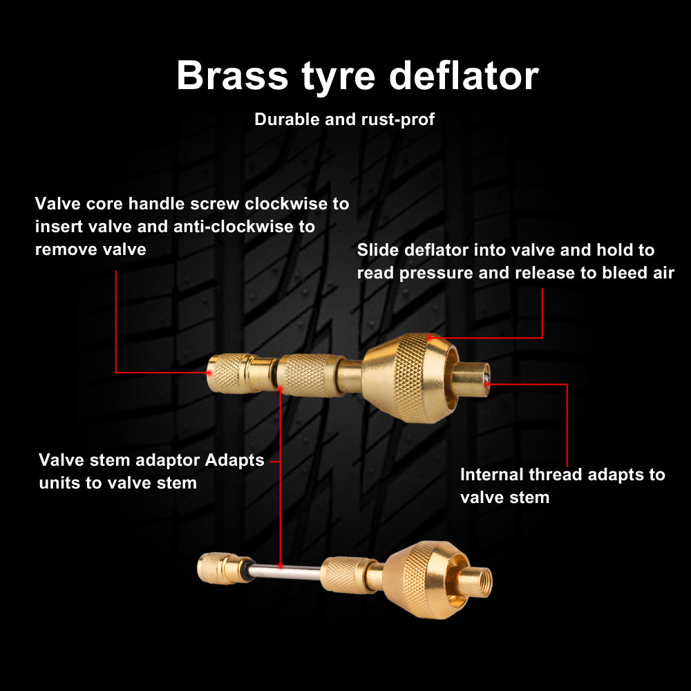 Tyre Deflators Tire Automatic 4WD Pressure Gauge 4 Brass Deflator