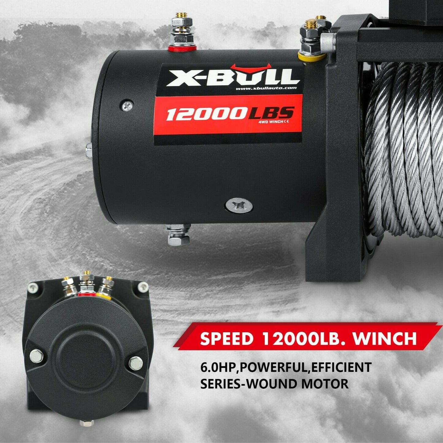 Winch 12000LBS/5454KGS Steel Cable 12V Wireless Remote Offroad