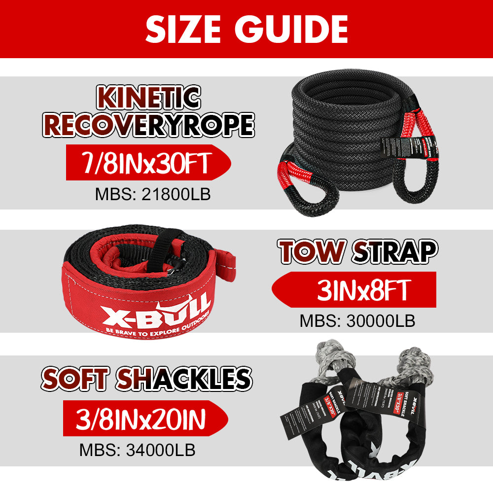 Recovery Kit 4X4 Off-Road Kinetic Rope Snatch Strap Winch Damper 4WD13PCS