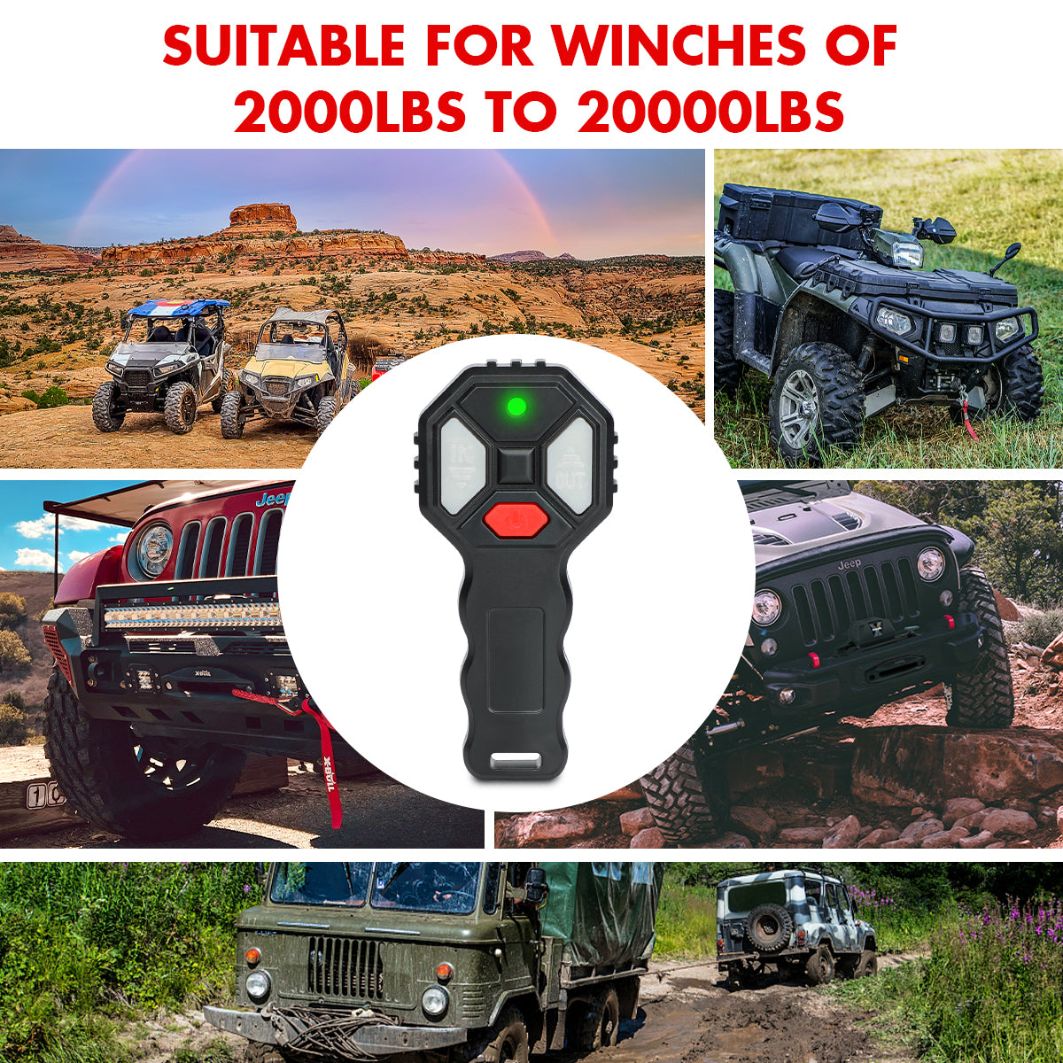 2x Wireless Winch Remote Control 12 Volt Handset Switch 150ft 4WD