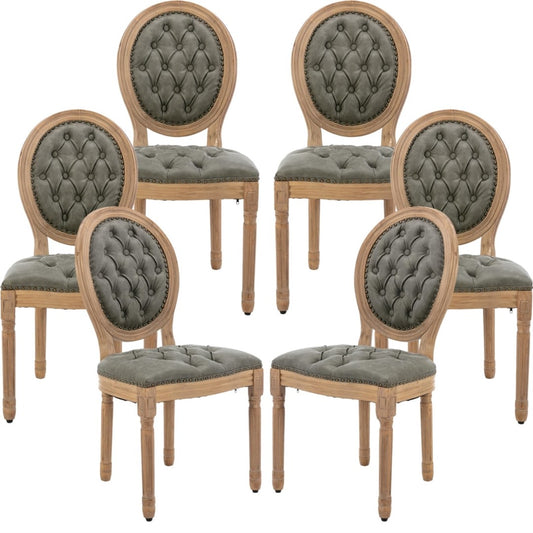 AADEN 6x Velvet Faux Leather Dining Chairs with Solid Wood Legs-Pine Green