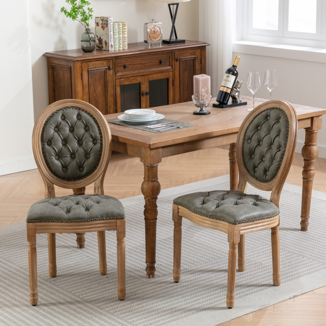 8x Velvet Faux Leather Dining Chairs with Solid Wood Legs-Pine Green