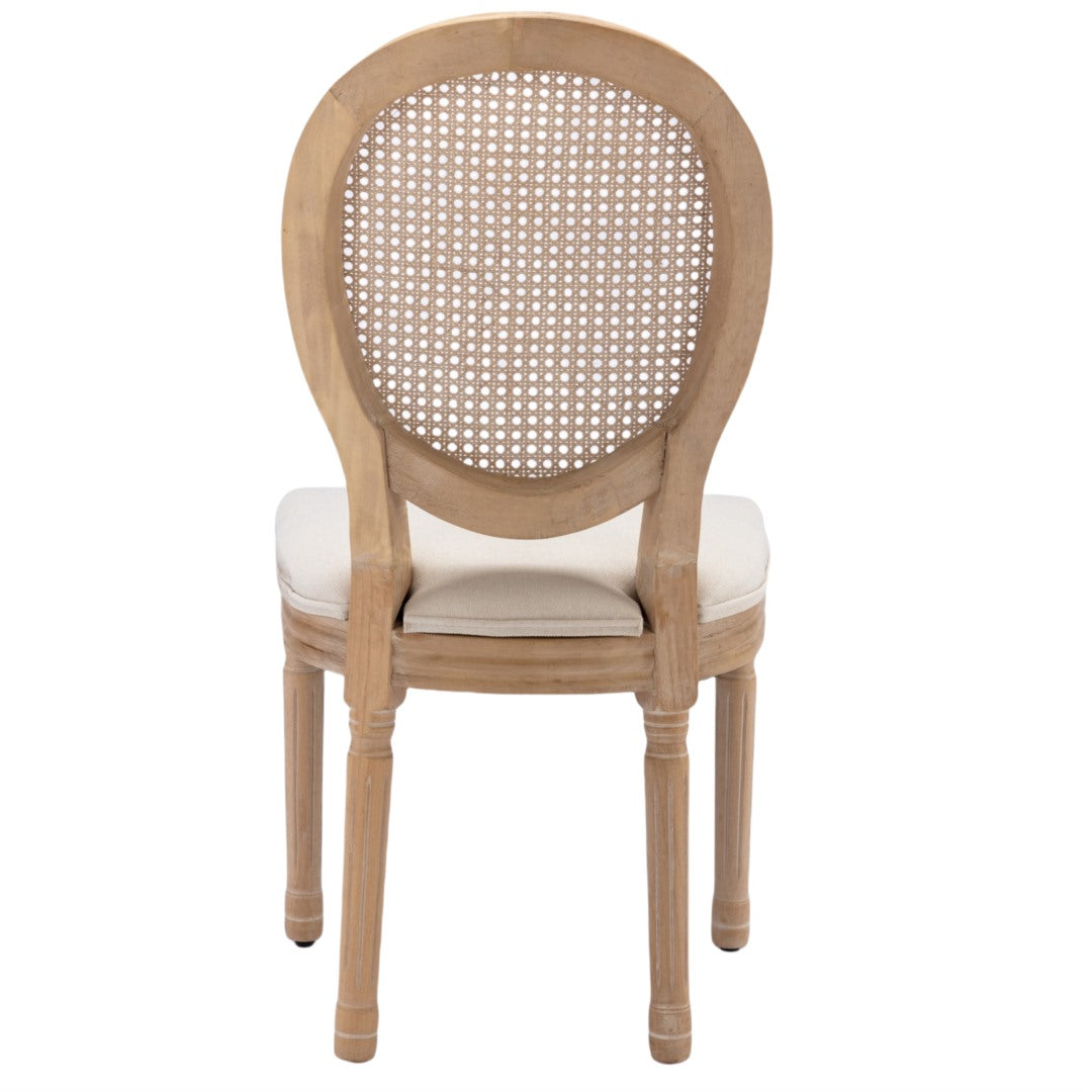 2x Rattan Dining Chairs with Solid Wood Legs- Beige