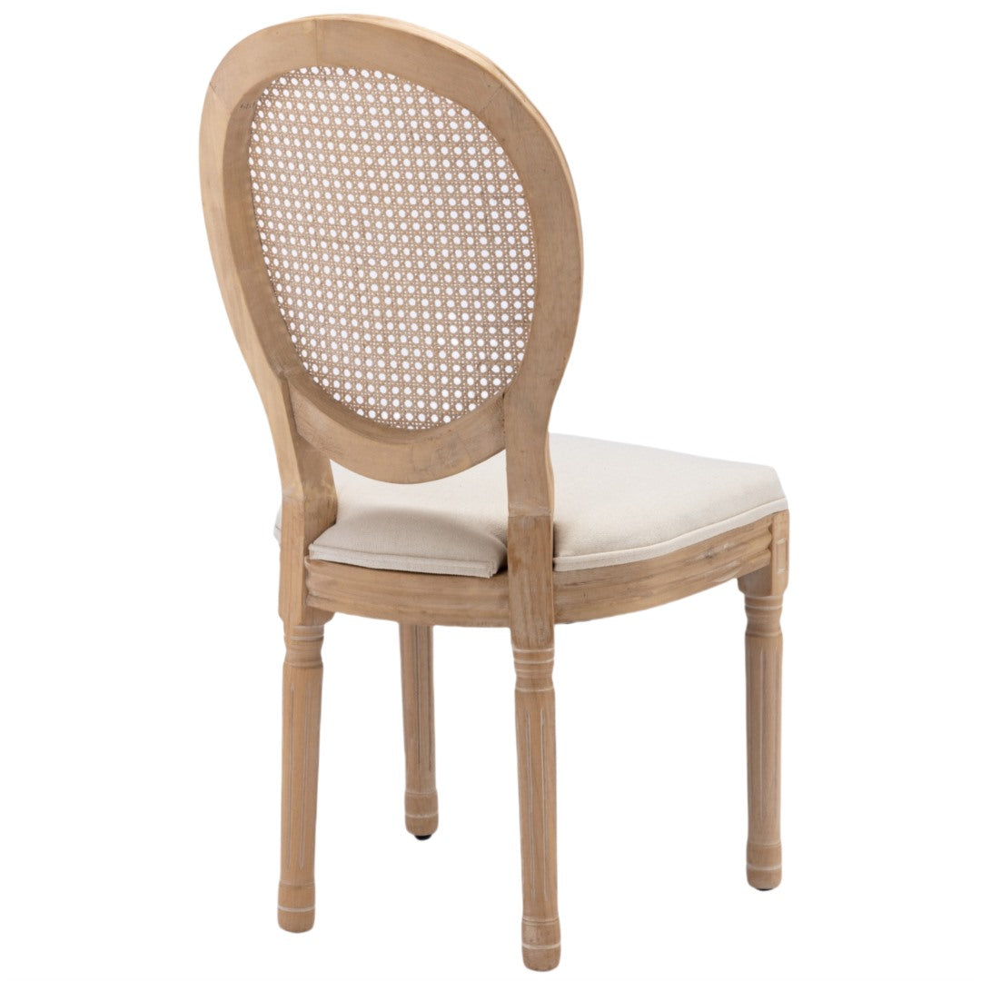 6x Rattan Dining Chairs with Solid Wood Legs- Beige