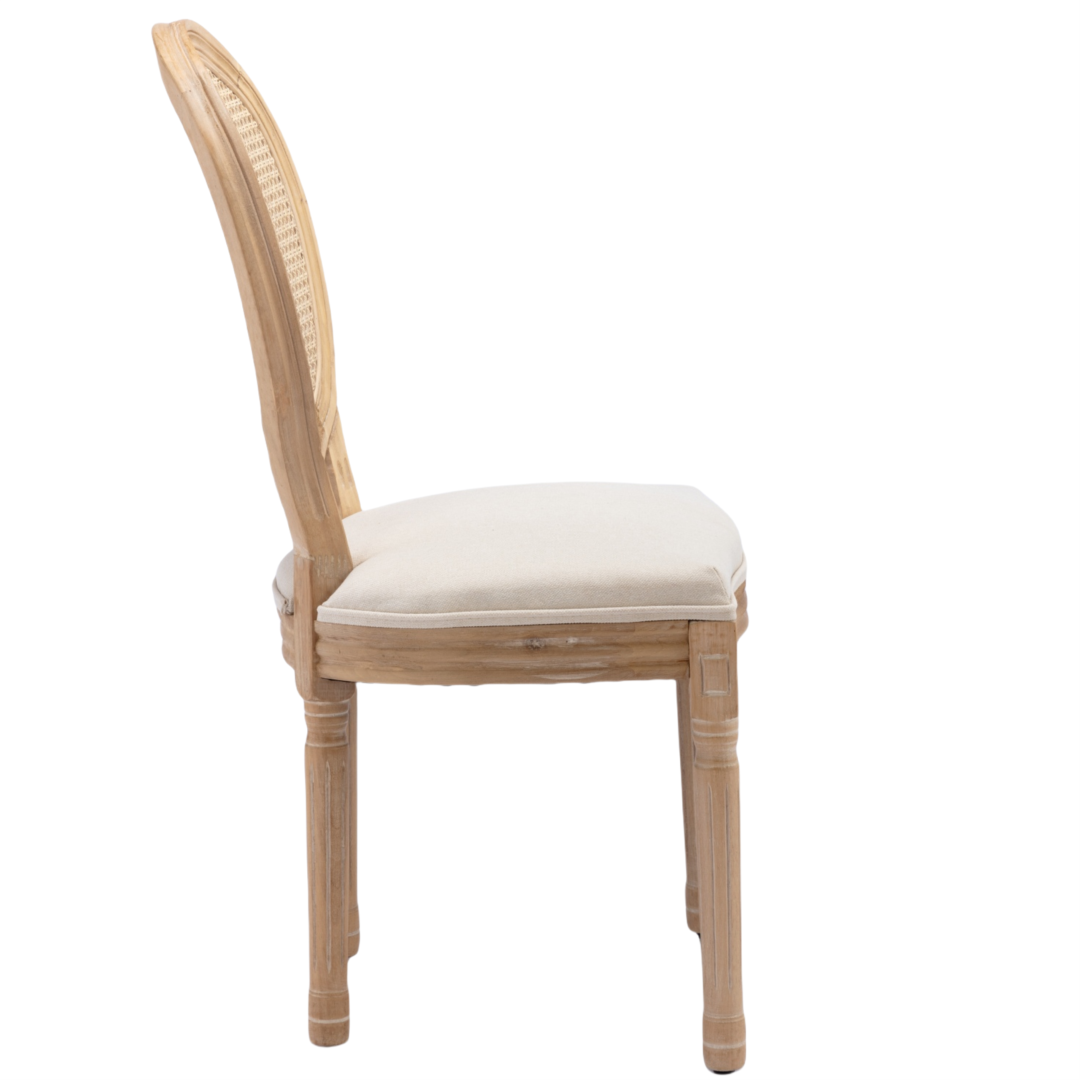 6x Rattan Dining Chairs with Solid Wood Legs- Beige