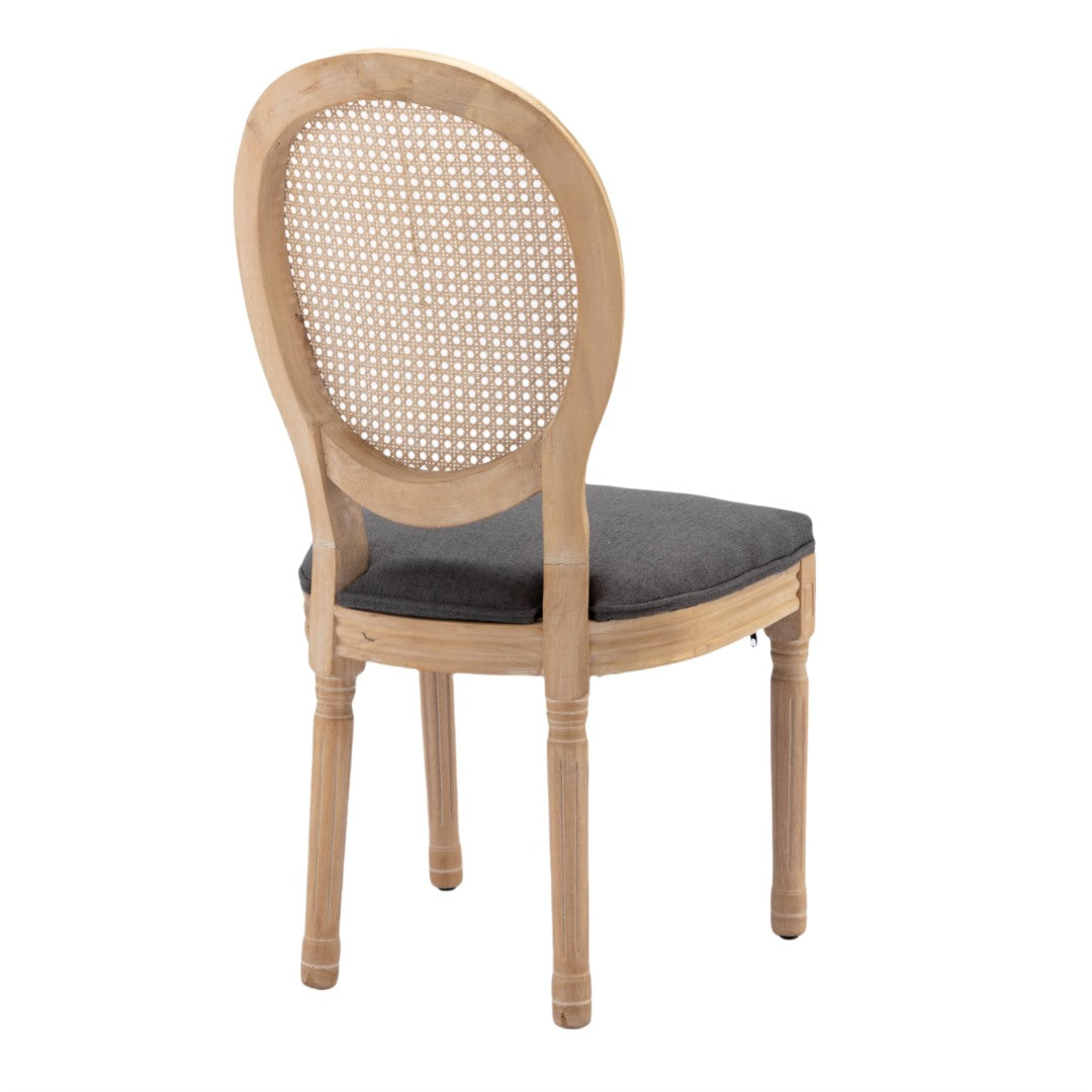 2x Rattan Dining Chairs with Solid Wood Legs- Grey