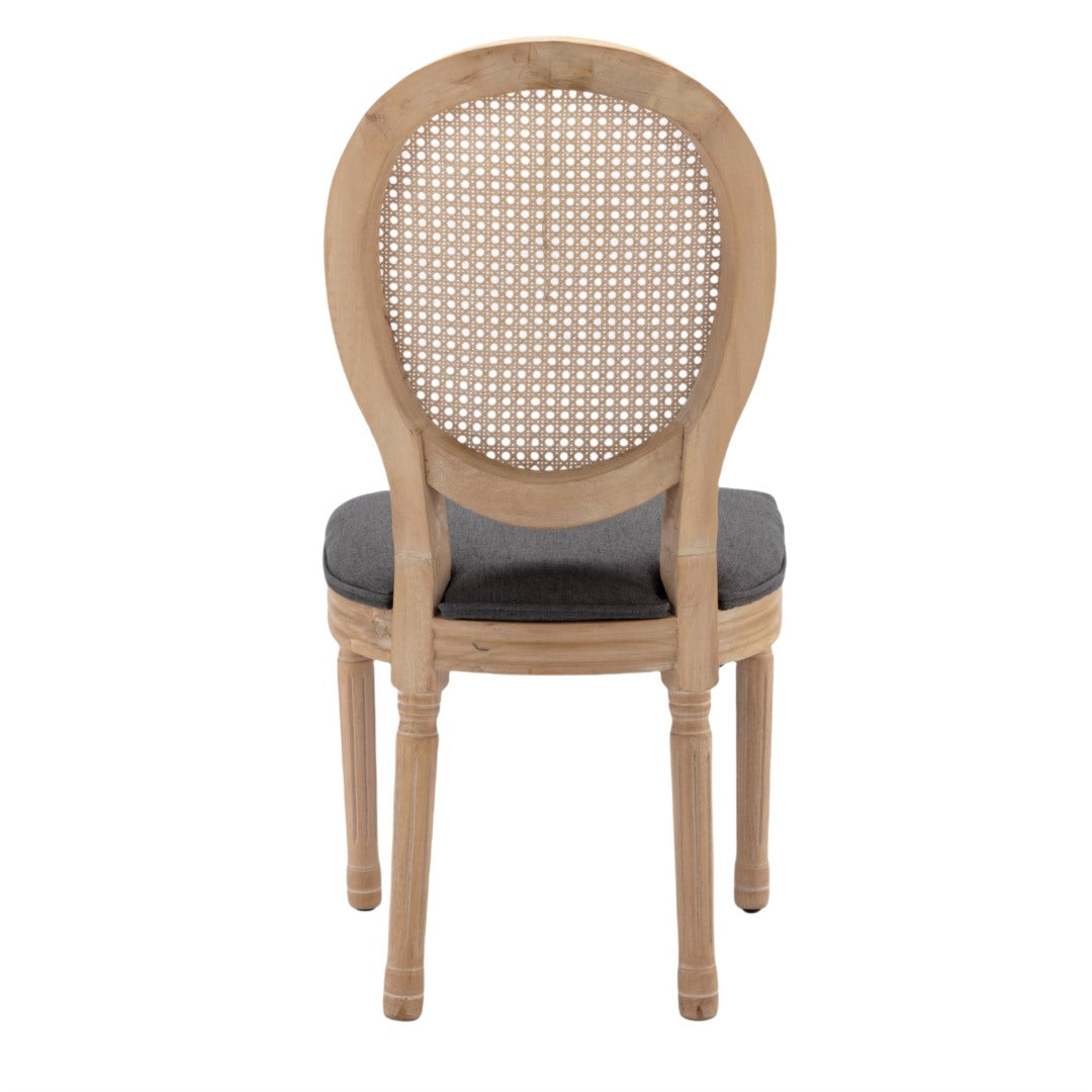 8x Rattan Dining Chairs with Solid Wood Legs- Grey