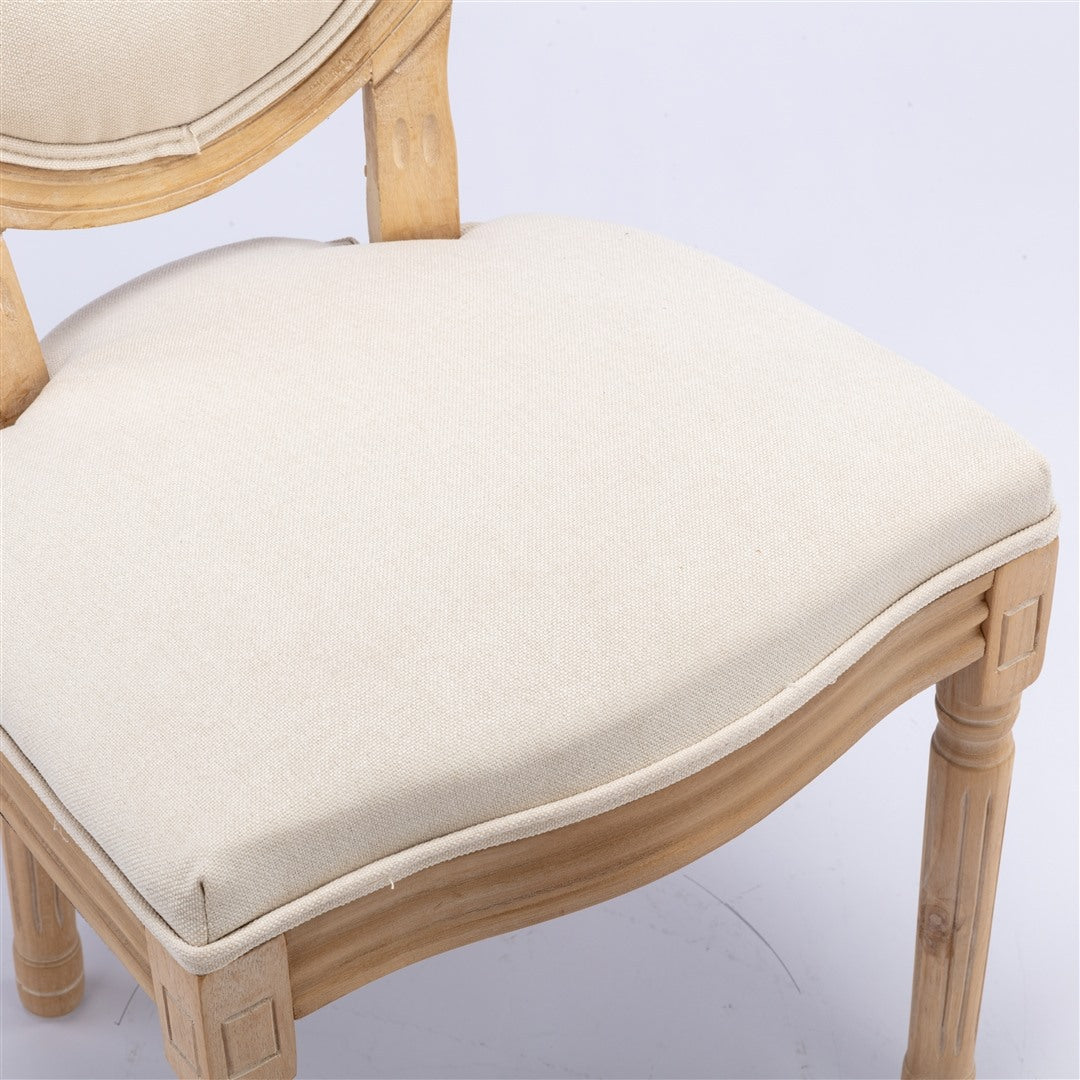 2x Dining Chairs with Solid Wood Legs- Beige