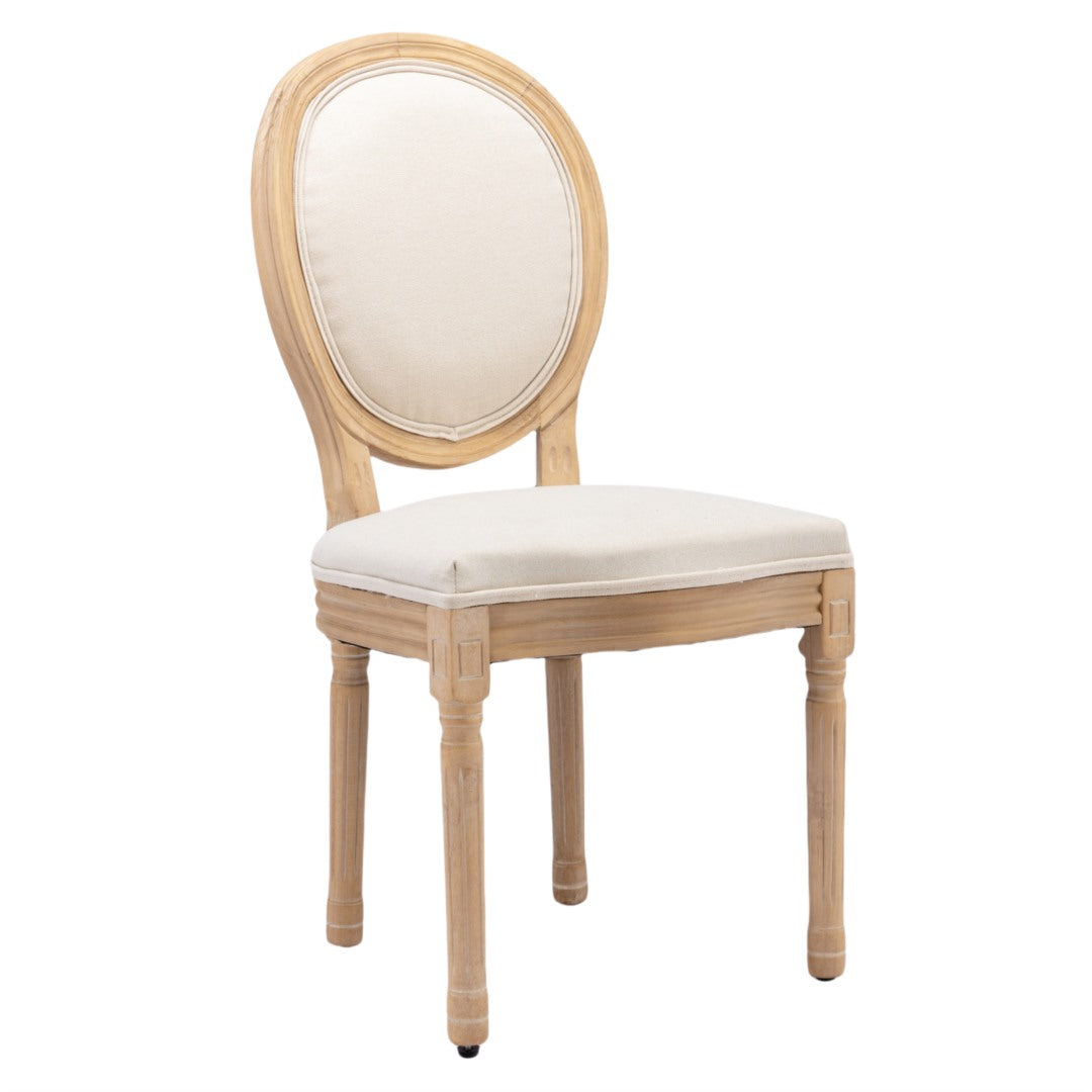 2x Dining Chairs with Solid Wood Legs- Beige