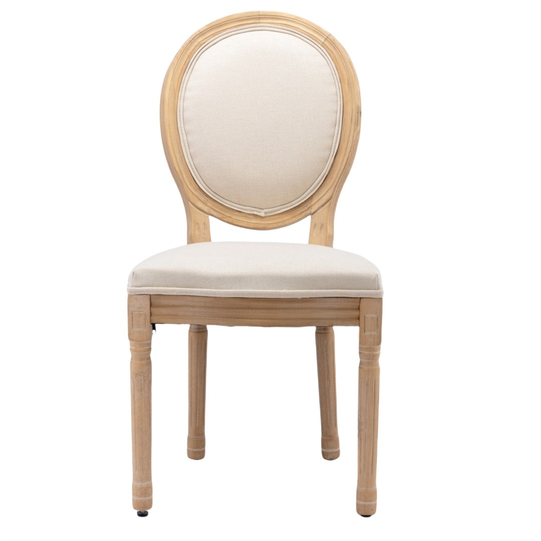 2x Dining Chairs with Solid Wood Legs- Beige