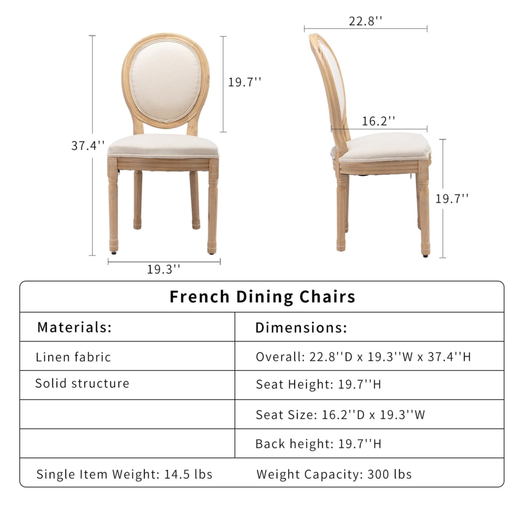 4x Dining Chairs with Solid Wood Legs- Beige