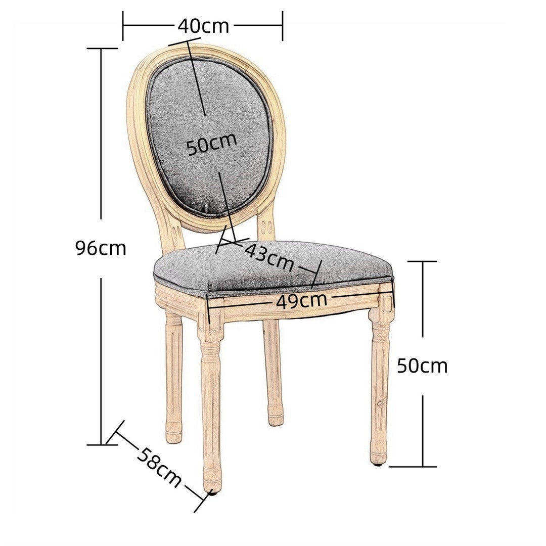 4x Dining Chairs with Solid Wood Legs- Beige