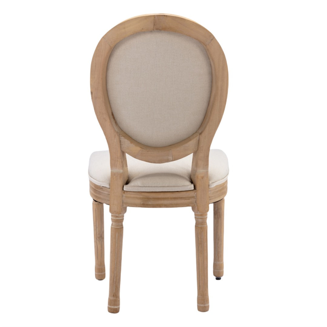 4x Dining Chairs with Solid Wood Legs- Beige