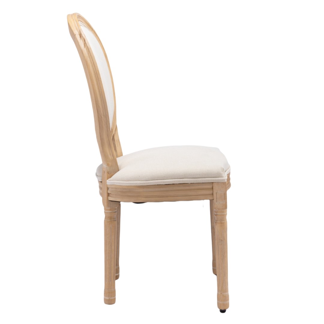 8x Dining Chairs with Solid Wood Legs- Beige