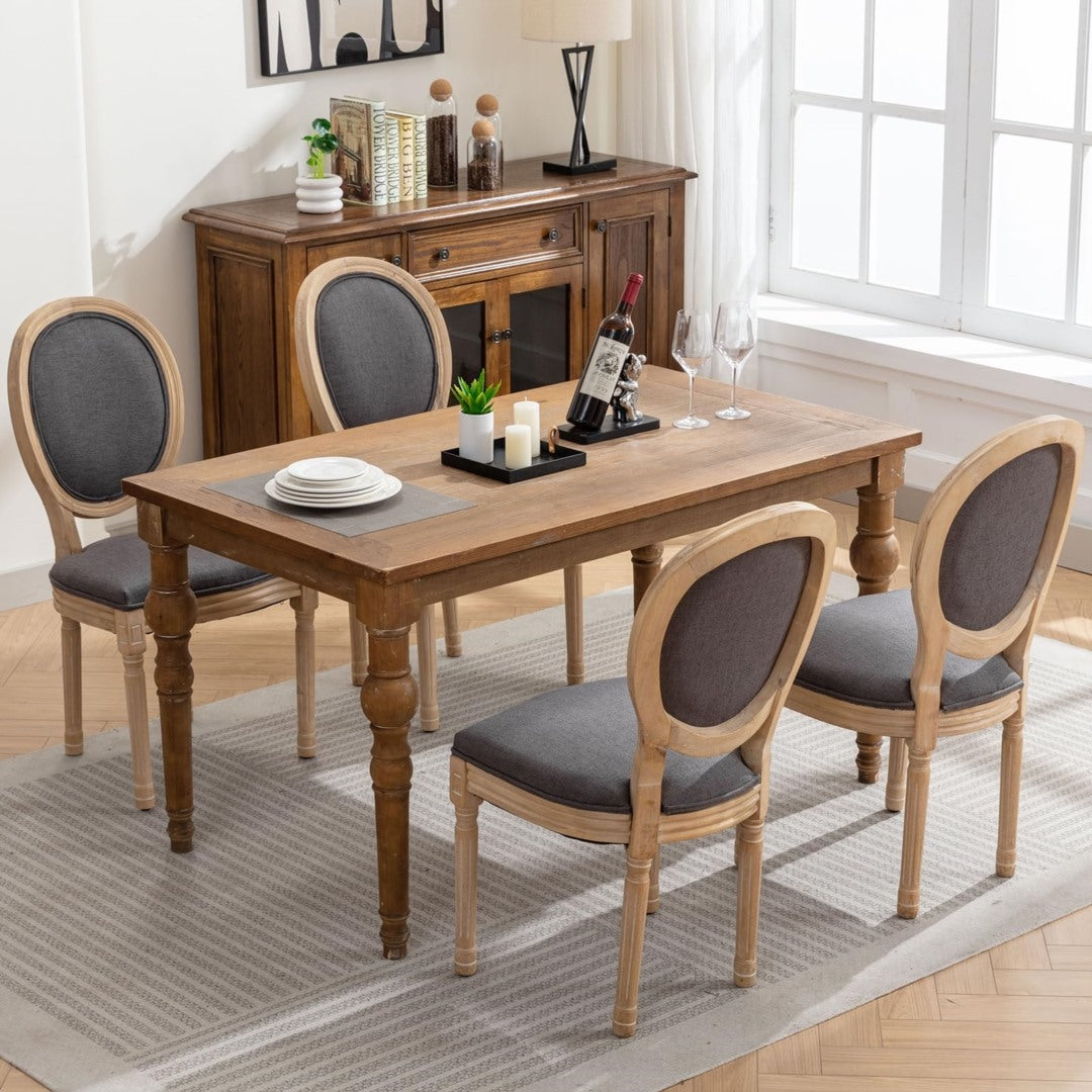 4x Dining Chairs with Solid Wood Legs- Grey