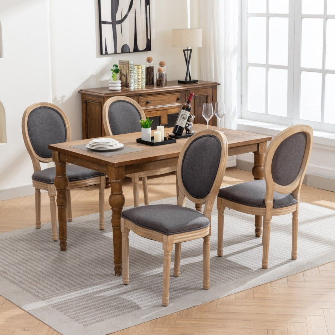 4x Dining Chairs with Solid Wood Legs- Grey