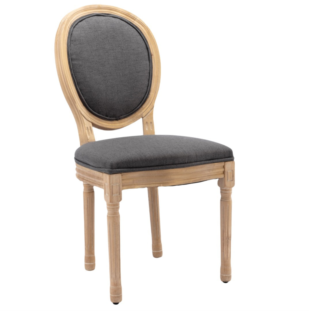 4x Dining Chairs with Solid Wood Legs- Grey