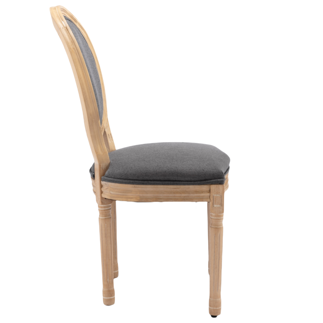 4x Dining Chairs with Solid Wood Legs- Grey