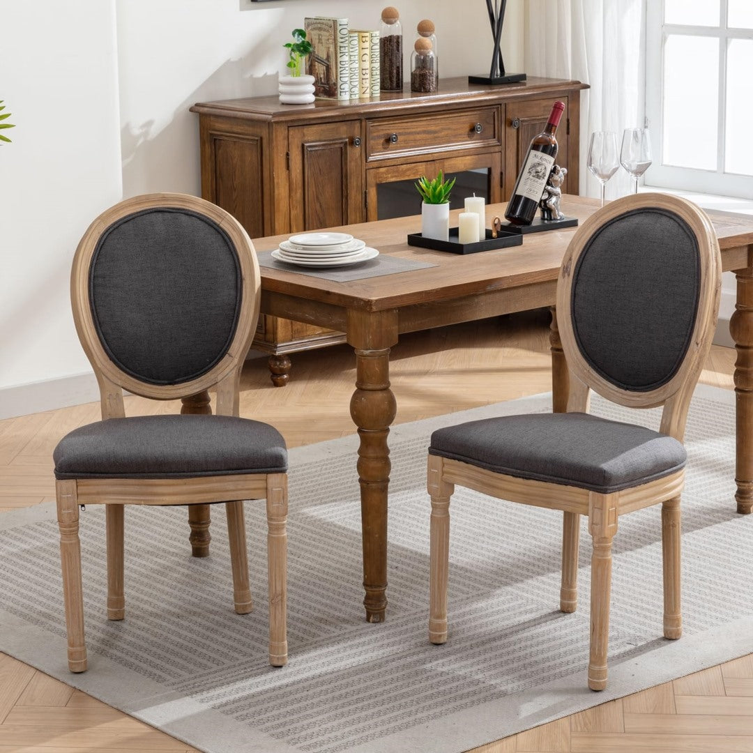 6x Dining Chairs with Solid Wood Legs- Grey